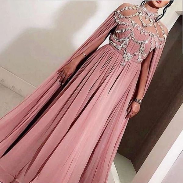 

Pink Beads Elegant Evening Formal Dresses 2019 Plus Size Evening Gowns Evening Wear Abaya robe de soiree Abendkleider