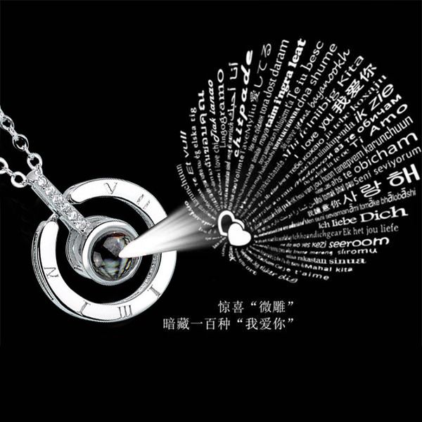 

maxi letter necklaces gold silver 100 languages i love you projection pendant necklace romantic love memory wedding jewelry, gift