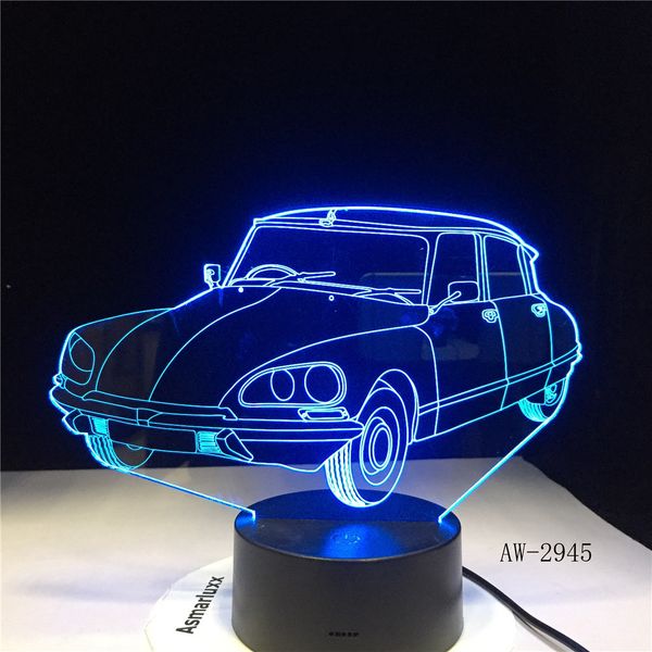 

acrylic sports car design 3d gift lamp led colorful touch remote control usb 3d night light 7 colors change kids lamp aw-2945