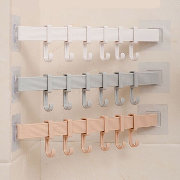 

6 hooks towel rack suction cup bathroom kitchen wall door holder sucker hanger