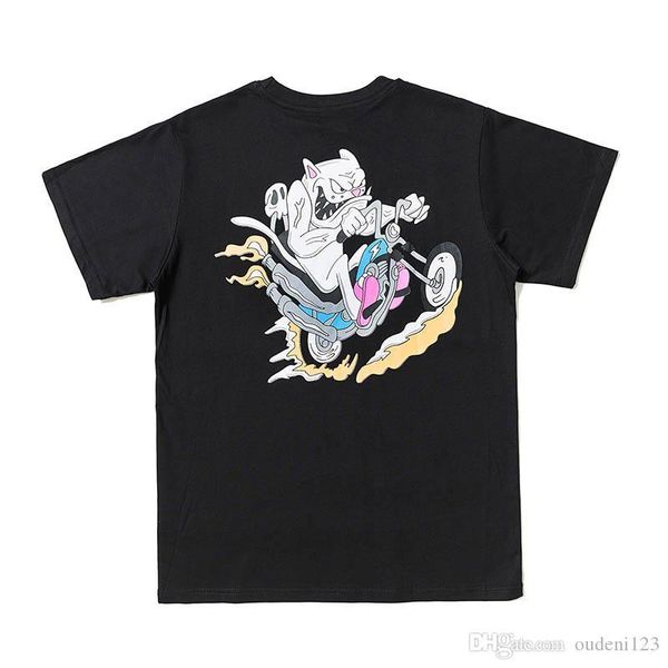 

mens designer t shirts middle finger cat knight locomotive mad tee ripndip street hip hop fashion luxury shirts latest qualit tshirt, White;black