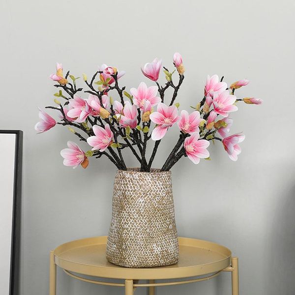 

53cm simulation magnolia romantic fake flower handmade deskunique artificial magnolia flower festive ornament p props