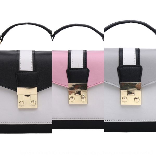 

pu lock button women's shoulder diagonal contrast color shoulder small square bag small square bag simple