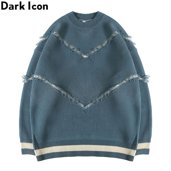 

dark icon puff letters tessels pullover men's sweater 2019 autumn new fashion sweaters for men, White;black