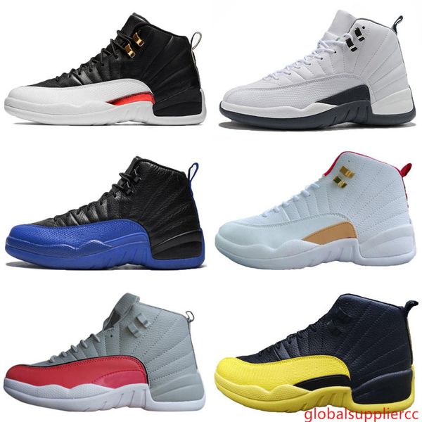 

2019 new 12s cny chinese new year white gold men retro basketball shoes 12 fiba bumblebee game royal sports sneakers size40-48