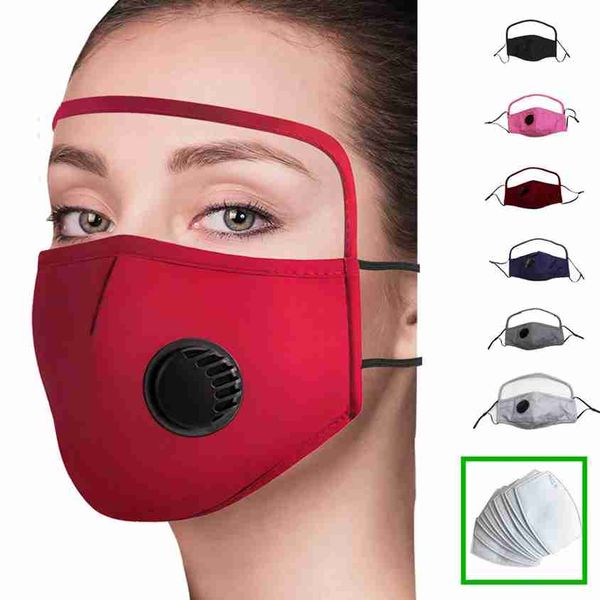 

2 в 1 маска для лица с глаз щит пыле washable cotton valve mask велоспорт многоразовый маска для лица защитный щит zza2369