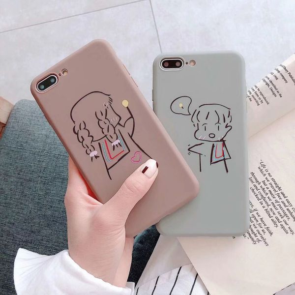 

light bulb girl phone case line couple for iphone xs max x tpu frosted soft cell phone case for iphone 7 6 plus