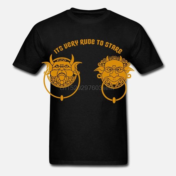 

ladies fitted labyrinth knockers its very rude to stare t-shirt, White;black