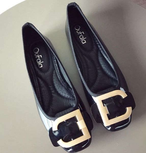 

2019 women's shoes in spring and autumn with new style flat bottom square head shallow mouth @102, Black