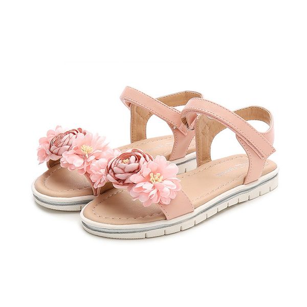

girls sandals children summer shoes kids sandals for girls pu leather flowers princess shoes white/pink, Black;red