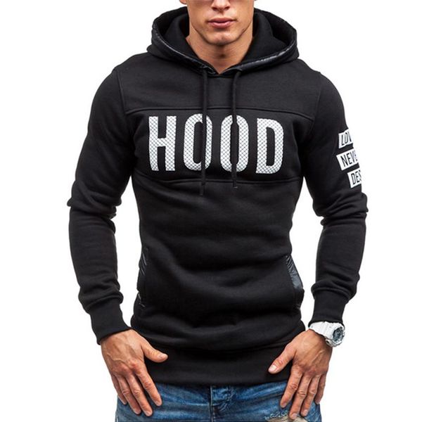 

hooded sweatshirt men's badge prints sweatshirt men's hooded hip-hop winter hoodie men's pullovers cotton yarn fit, Black