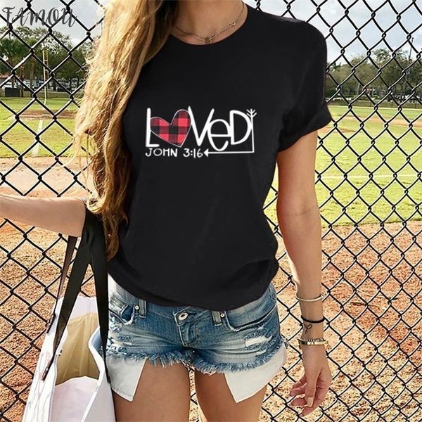 

women t shirt letter summer heart valentine day t casual short sleeve o neck t shirt casual pollover camiseta mujer, White