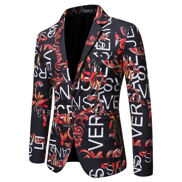 

blazer new brand letter printed blazer masculino casual slim fit business formal black mens suit jacket streetwear bb50xz, White;black