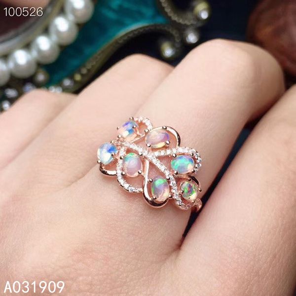

kjjeaxcmy boutique jewelry 925 sterling silver inlaid natural opal gemstone ring female support detection trendy, Golden;silver