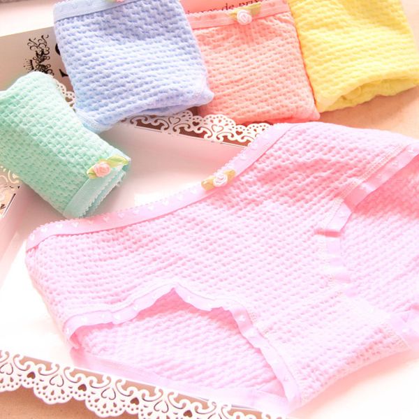 

4pc/lot briefs cotton/spandex underwear little girl's big teen solid color soft panties 8-14years kids training10-16year, Camo