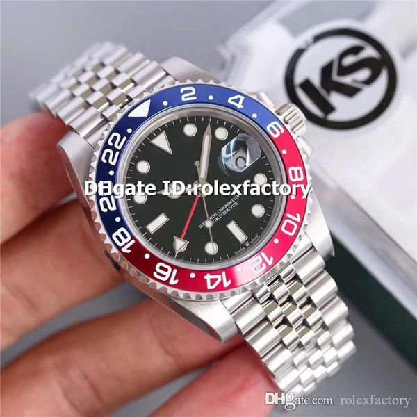 

ks новые роскошные часы швейцарские 2836-2 автоматические 28800bph сапфир корпус из нержавеющей стали синий красный керамический безель стал, Slivery;brown