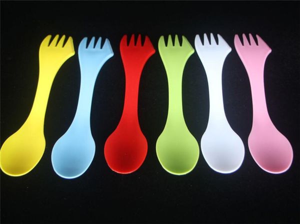 

new dining 3 in 1 spoon fork cutter travel camping hiking picnic utensils plastic spork combo travelling gadget cutlery tableware