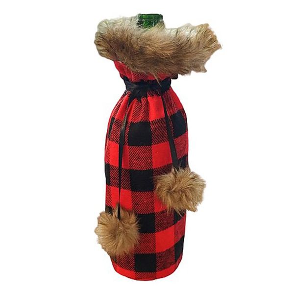 

christmas decorations christmas red wine bottle home decoration red and black plaid christmas bottle