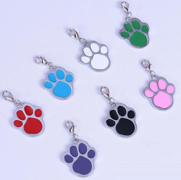 

2019 new dog paw alloy pet dog cat id card tags necklace ornaments keychain