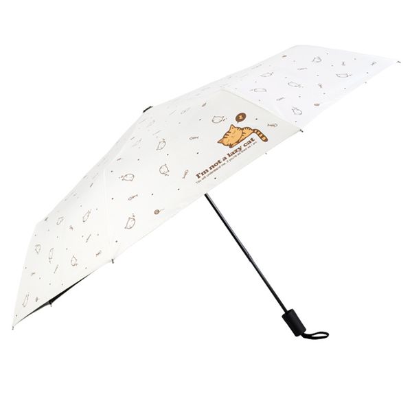 

three folding sunny and rainy umbrella women black coating parasol cute cat pattern anti-uv umbrella for girl ys146
