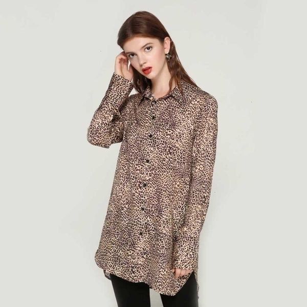 

women blouses women clothes women basic leopard print long blouse long sleeve leopard female office wear casual blusas la215, White