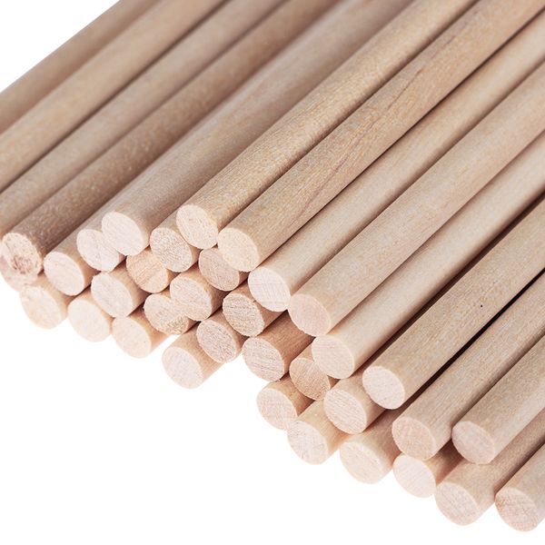 

50pcs pine round wooden rods sticks premium durable wooden dowel for diy crafts building model woodworking