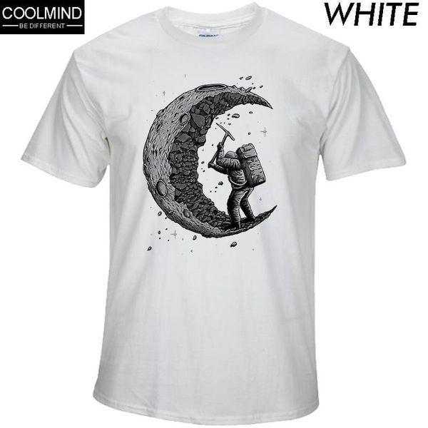 

fashion lead 100% cotton digging the moon print casual mens o-neck t shirts fashion men's men t-shirt short sleeve men tshirt, White;black