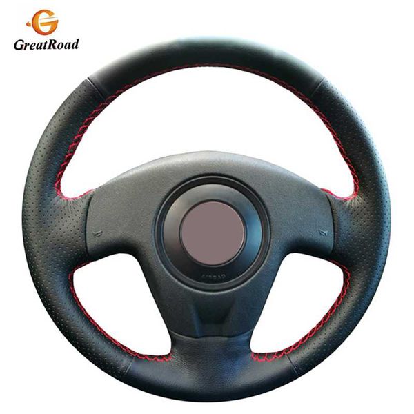 

diy artificial leather steering wheel cover hand-stitched black car steering wheel cover for seat ibiza 2004 2006