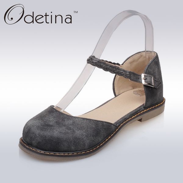 

odetina 2019 new fashion women casual d'orasy flats mary jane shoes flat comfortable buckle ankle strap casual flats round toe, Black