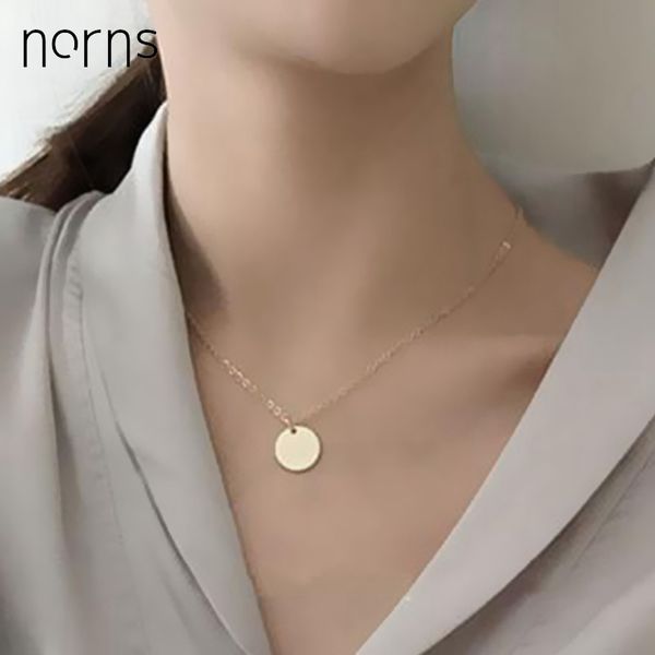 

norns fashion jewelry gold color round circle pendant necklace for women elegant clavicle necklace wedding jewelry gift, Silver