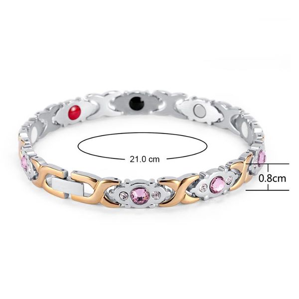 

tf-235 women bracelet stainless steel crystal gem germanium bracelets health energy 2020 fashion popular charm jewelry for lady, Black