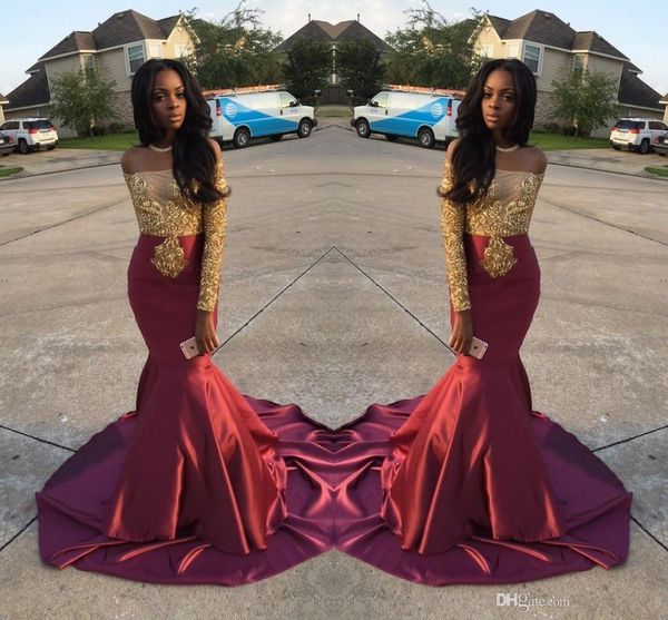 

очаровательные африканские платья для выпускного с открытыми плечами 2019 золотые и бордовые вечерние платья для черных девушек с длинным ру, Black;red