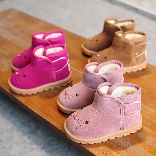 

зима дети мода снегоступы толстый детский хлопок обувь теплые плюшевые мягкие нижние девушки короткие сапоги лыжные ботинки младенца малыша, Black;grey