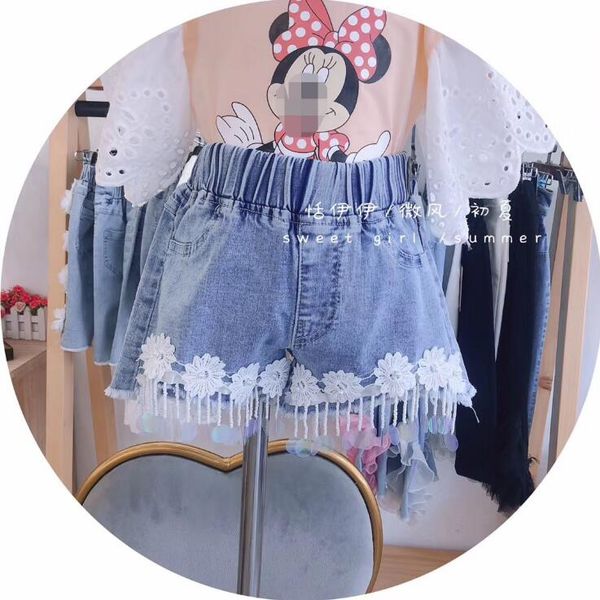 

2020 new wholesale girls denim tassel shorts summer fashion girls shorts 3-8t f132, Black