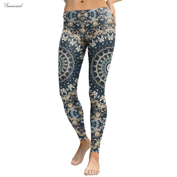 

new arrival 2019 leggings fitness mandala flower digital print women leggins pants elastic workout plus size legging, Black