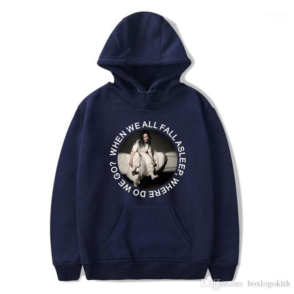 

hoodies rap sweatshirts over size street style long sleeved hooded pullovers sweatshirts womens fashion hoodies billie eilish designer, Black