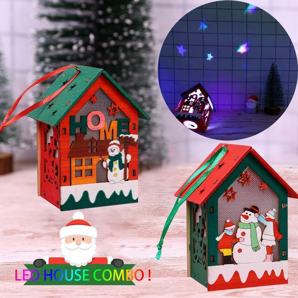 

2019 new small wooden led house lighted cabin combo for party decoration christmas toy