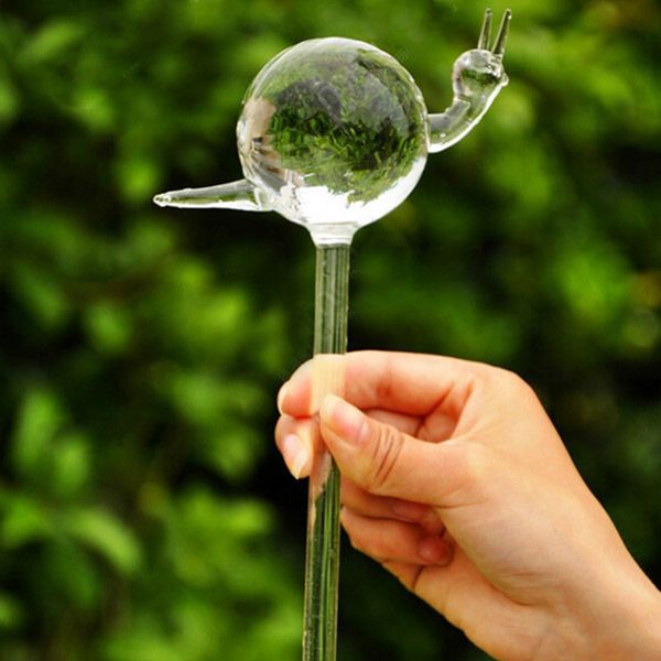 

glass snail automatic drip watering potted plant irrigation controllereasy to use, just fill with water and insert into soil, Golden;silver