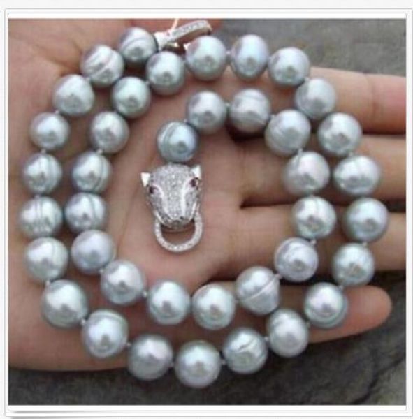 

aaa12-13 mm baroque natural gray south sea pearl necklace 18 inch 925 silver