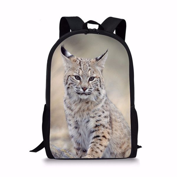 

подгонянный смешной основной дизайнерской школы студентов ранцы милый рысь печати мальчиков девочек bookbags свободного покроя дети рюкзак к
