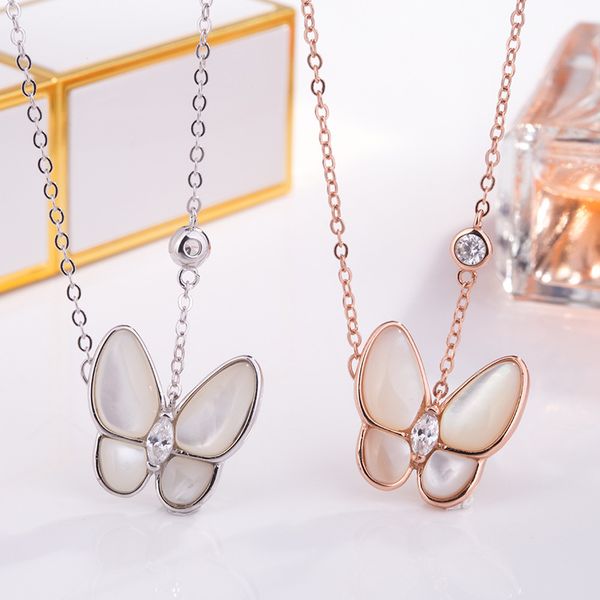 

s925 sterling silver 18k white fritillaria bow necklace micro diamond necklace fresh style necklace