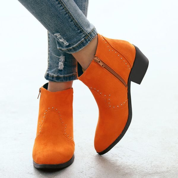 

sagace women ankle boots leisure rome large size med heels shoes zipper platform vintage flock booties autumn 1205, Black