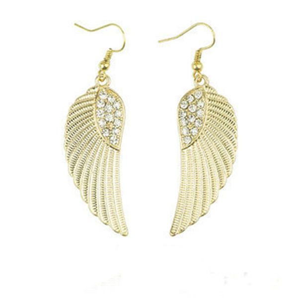 

fashion women's imitation crystal feather earring clothing accessories cc1022, Silver