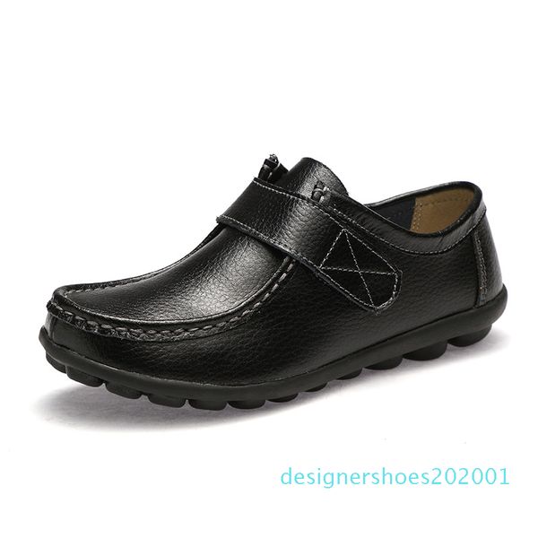 

spring autumn 2019 new type leather small white shoes leisure women flat bottom shallow mouth middle-aged old mother is shoes d01, Black