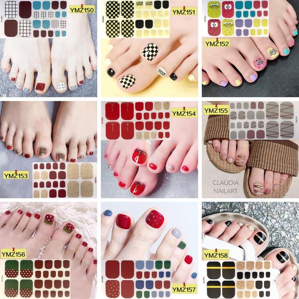 

1pc toenail art full-cover sticker sheet for toenail sticker polish pedicure ymz150-158, Black