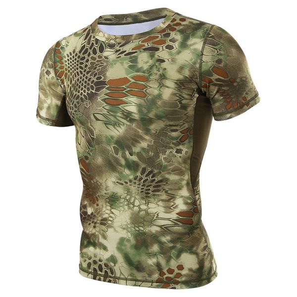 

men's outdoor sports quick drying short sleeved t-shirt snake skin python camouflage t shirts, Gray;blue