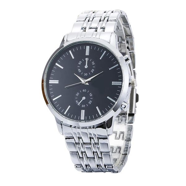 

fashion men business big round simple dial stainless steel analog quartz wrist watch, Slivery;brown