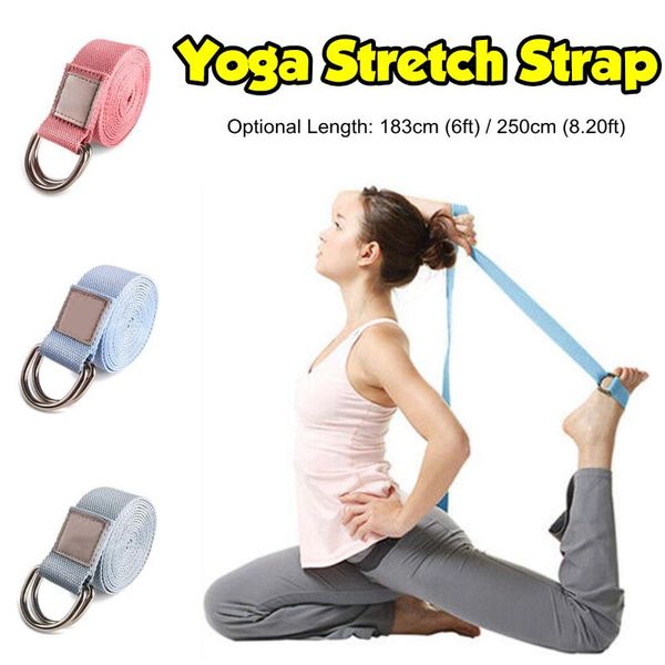

d-ring yoga belt stretch strap fitness gym pilates rope waist leg stretcher band flexibility leg stretch belt gymnastics trainer