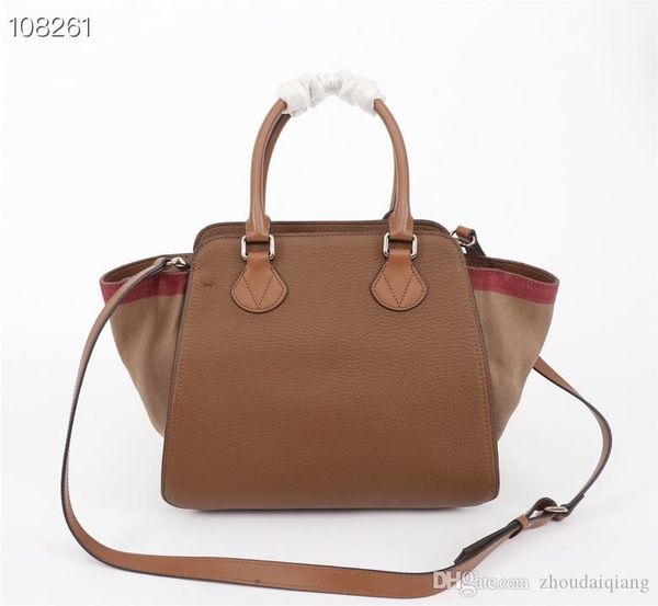 

new style fashion handbag and cross body bag leather with canvas two-tone colors designer luxury totes two colors drop shipping