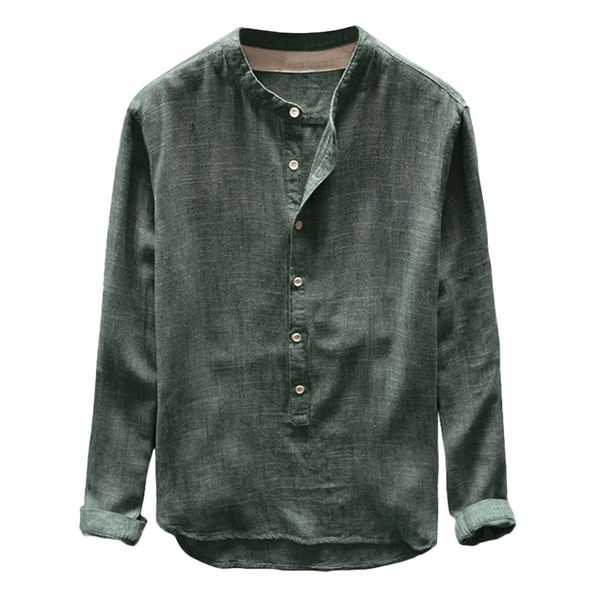 

spring autumn shirt men fashion button casual linen and cotton blouse solid color long sleeve males large size blouse /pt, White;black